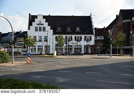 Dorsten, Nrw, Germany, 07.26.2020. Golden Anchor Restaurant, Summer Day.