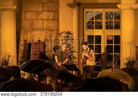 Cracow, Poland - July 3, 2020:  Polish Singer Aga Zaryan And Szymon Mika Performs Live At 25rd Editi