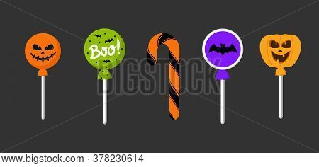 Halloween Candy. Sweet Candies, Scary Bat Lollipop And Kids Sweets Liquorice Butterscotch, Jelly, Oc