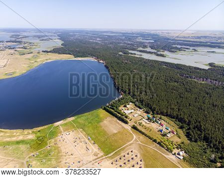 Top View Of The Salt Lakes In The Altai Territory. The Village Of Zavyalovo.