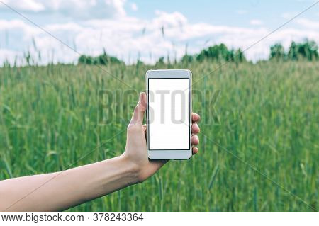Mock-up Of A Smartphone In The Hand Of A Girl