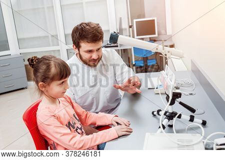 Orthoptics. Pleoptics. Doctor Explains How To Use Ophthalmic Equipment.