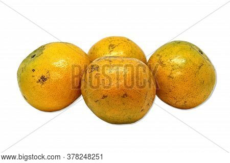Unattractive Orange Peels, Often Sold Cheaply On A White Background