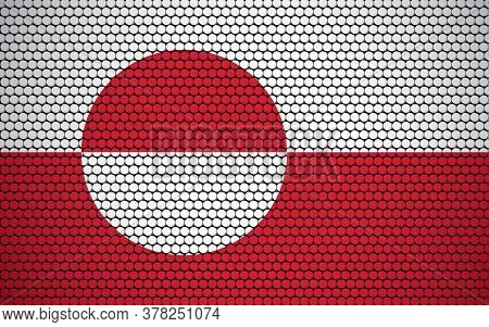 Abstract Flag Of Greenland Made Of Circles. Greenlander Flag Designed With Colored Dots Giving It A 