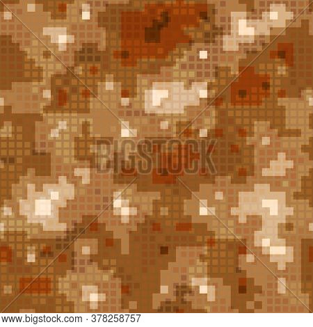 Military Camouflage Seamless Pattern. Urban Digital Pixel Style.