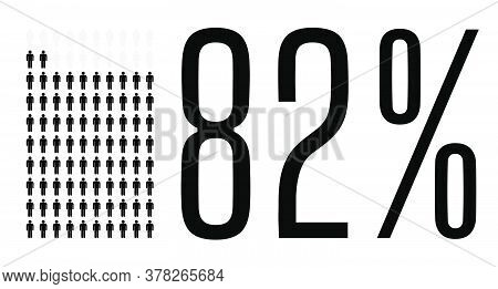 Eighty Two Percent People Graphic, 82 Percentage Diagram. Vector People Icon Chart Design For Web Ui