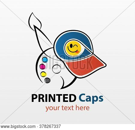 Abstract Modern Colored Vector Logo Template Of Printable Cap. For Typography, Print, Corporate Iden
