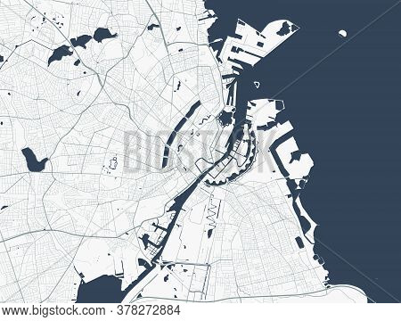 Copenhagen City Map Poster. Map Of Copenhagen Street Map Poster. Copenhagen Map Vector Illustration.