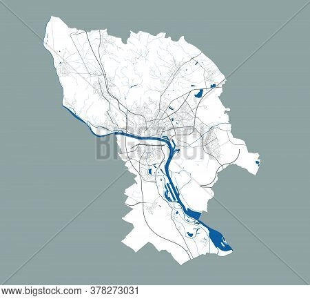 Bratislava Map. Detailed Vector Map Of Bratislava City Administrative Area. Poster With Streets And 