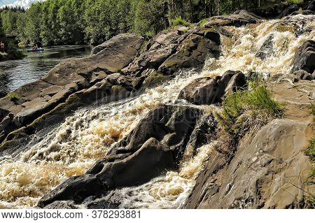 Waterfall Kivach In Kareliya - The Second Largest, After The Rhine, Plain Waterfall In Europe.