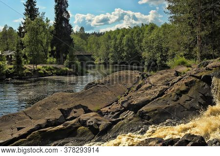 Forest Waterfall View To The River