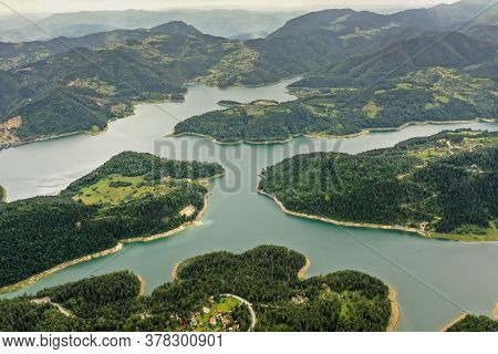 View At Zaovine Lake From Tara Mountain In Serbia