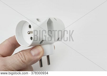 220v Electric Splitter On A White Background