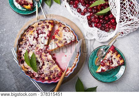Cherry Clafouti - Traditional French Sweet Fruit Dessert