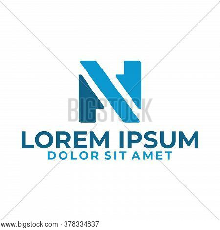 Initial Letter N Or A V Logo Template With Up And Down Arrow Illustration In Flat Design Monogram Sy