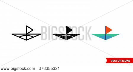 Flag In Corner Icon Of 3 Types. Isolated Vector Sign Symbol.