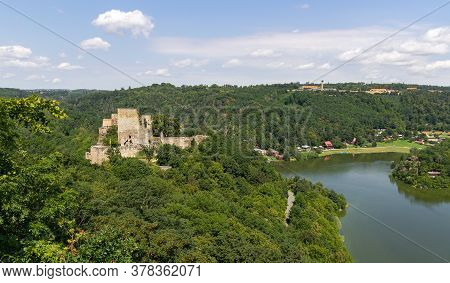 Old Castle Cornstejn With Dam Vranov, Czech Republic