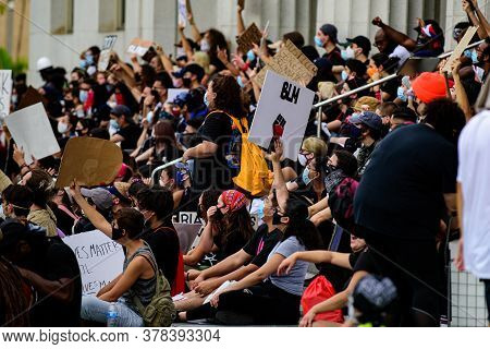 Miami Downtown, Fl, Usa - June 12, 2020: Blm. Black Lives Matter Movement.