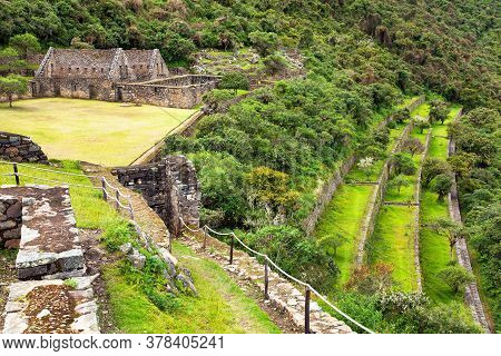Choquequirao, One Of The Best Inca Ruins In Peru. Choquequirao Inca Trekking Trail Near Machu Picchu