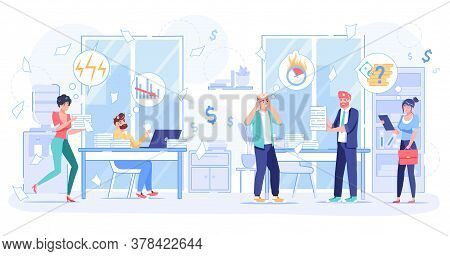 Stressful Office Situation, Deadline, Overdue Tax. Chaos At Workplace, Angry Cheif, Overworked Emplo