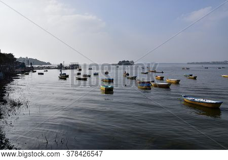 Small Multicolor Boats Sailing In The Lake, Bhopal
