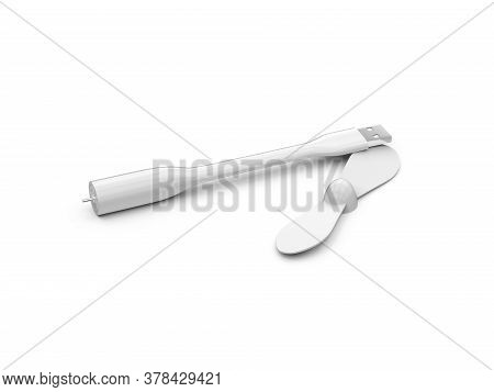 Usb Driver Fan, Mini Usb Fan Mock Up Template On Isolated White Background, 3d Illustration