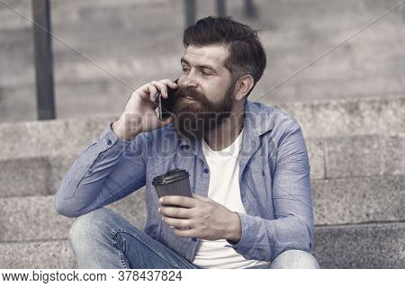 Glad To Hear. Hi Dear. Modern Urban Life. Bearded Man Phone Conversation. Mobile Conversation. Perso