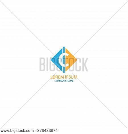 Currency Symbol Letter C Logo Design Concept In Orange And Blue Colors