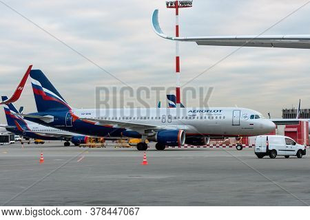 October 29, 2019, Moscow, Russia. Plane Airbus A320-200 Aeroflot - Russian Airlines At Sheremetyevo 