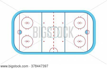 Ice Hockey Field With Puck And Stick On An Isolated White Background. Winter Sport On Ice. Stadium W