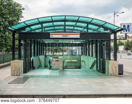 Bucharest/romania - 07.18.2020: Entrance To Izvor Metro Station In Bucharest, Romania.