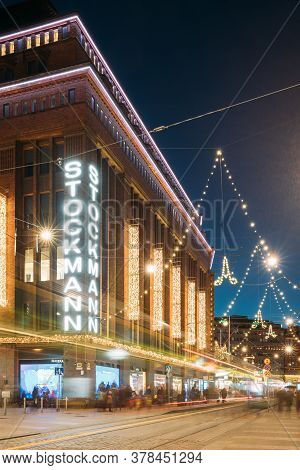 Helsinki, Finland - December 6, 2016: Building Of Stockmann Department Store On Aleksanterinkatu Str