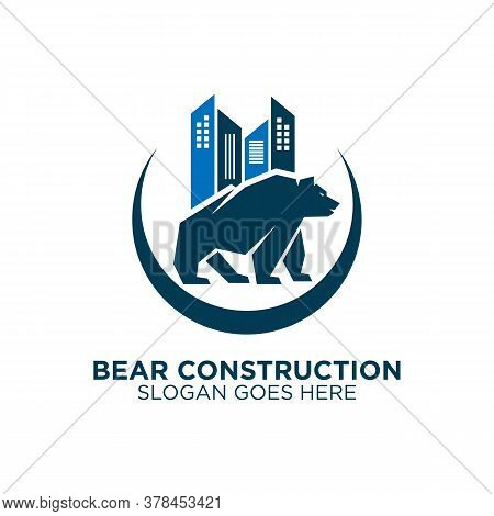 Vector Illustration Bear Construction Logo Inspiration, Good For Real Estate Building Logo Brand