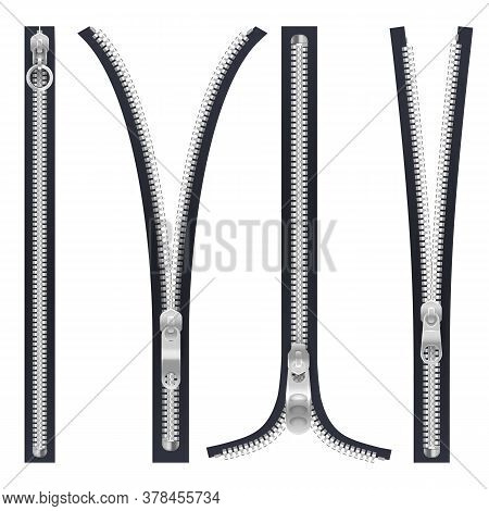 Vector Illustration Of Zipper Or Set Of Jacket Zip