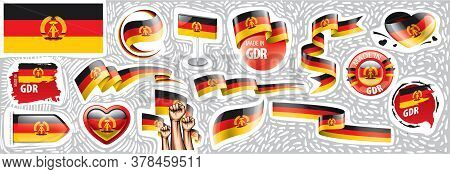 Vector Set Of The National Flag Of Gdr In Various Creative Designs