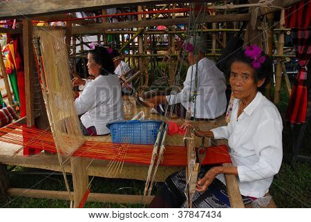 Old Woman Residents weaving.