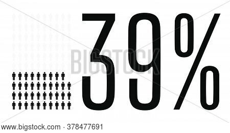Thirty Nine Percent People Graphic, 39 Percentage Diagram. Vector People Icon Chart Design For Web U