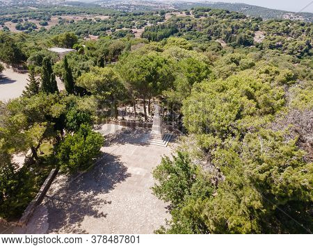 Daliyat Al-karmel, Israel, July 17, 2020 : Aerial View Of The  Deir Al-mukhraqa Carmelite Monastery 