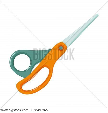 Closed Scissors Realistic Shape Sewing Or School. Stationery For Creativity, Cutting, Tailoring. Sci