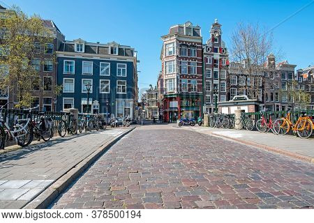City scenic from Amsterdam at the Gelderse Kade in the Netherlands