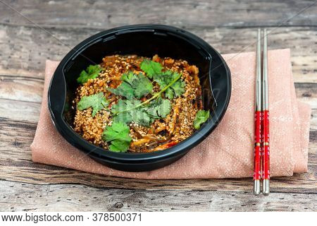 Korean Japchae recipe with chicken Sweet potato vermicelli, vegetables