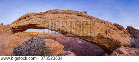 View On Mesa Arch In Canyonlands National Park In Utah In Winter