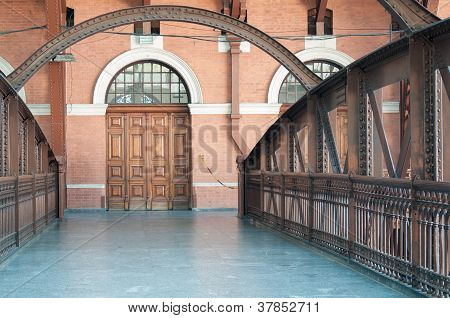 Footbridge And Wood Door
