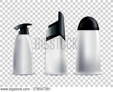 Realistic Blank Cosmetic Tubes. Set Of Unbranded Packages For Body Cosmetic. Vector Mock-up Isolated