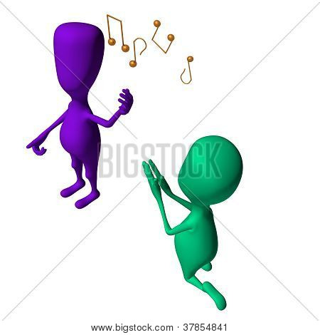 หุ่นกระบอก 3D ต่าง ๆ ร้อง และอ้อนอีก