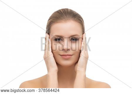 Face of a beautifyl girl isolated on white background