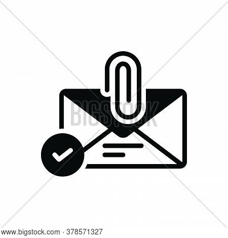 Black Solid Icon For Email-attachment Attach Clip Communication Paper Letter Correspondence Envelope
