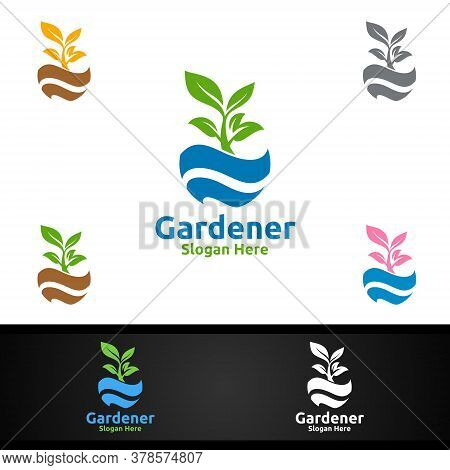 Global Gardener Logo With Green Garden Environment Or Botanical Agriculture Design
