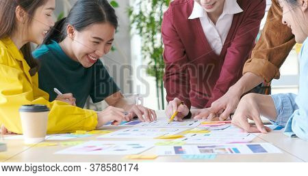 Brainstorm Planing Creative Asian Teamwork, Group Of Asia Mobile Phone App Developer Team Meeting Fo