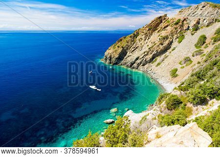 The Punta Nera Beach In Italy Is Located On The Western Side Of The Elba Coast, About 2 Km Away From